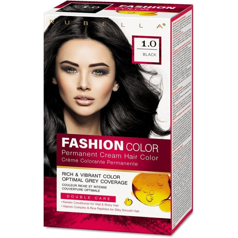 Farba na vlasy ČIERNÁ, 1.0, 2x50 ml + 15 ml - RUBELLA