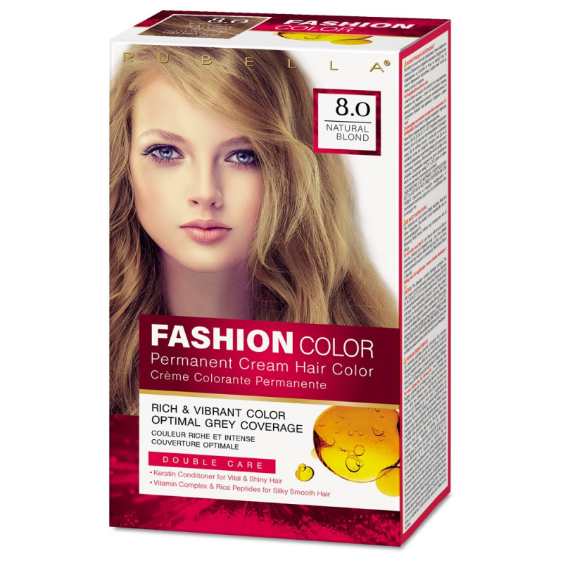 Farba na vlasy PRÍRODNÁ BLOND, 8.0, 2x50 ml + 15 ml - RUBELLA