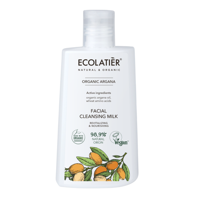 Čistiace mlieko na tvár revitalizačné a vyživujúce argana, 250ml - EcoLatier