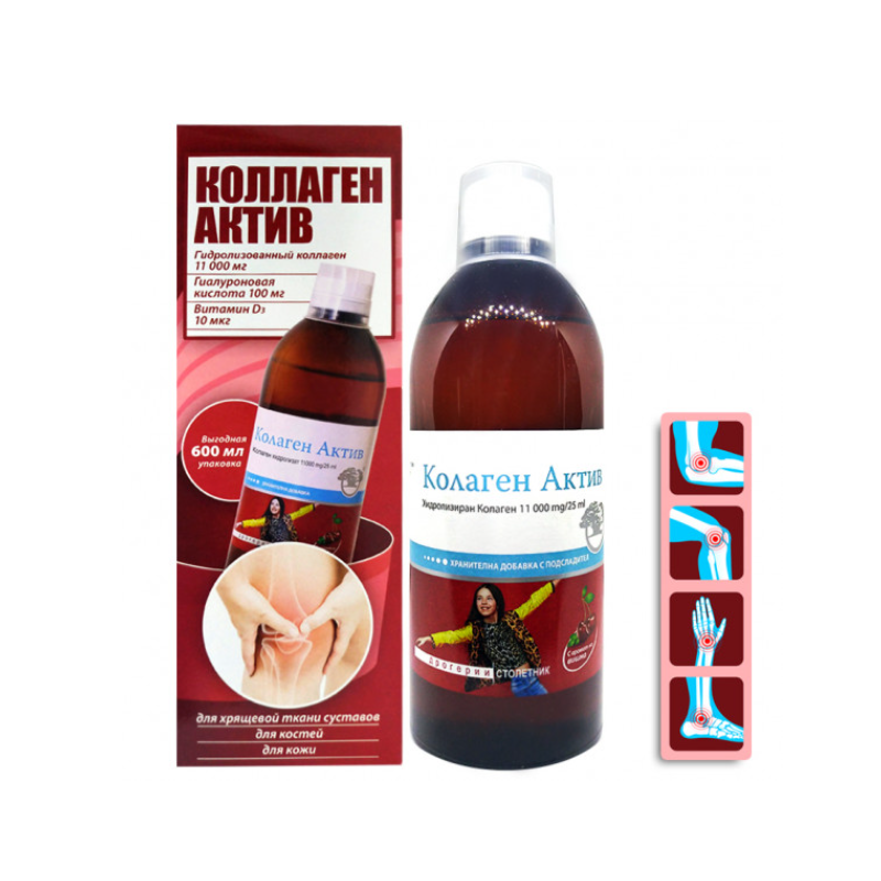 Kolagén aktiv 11000mg+kyselina hyalur.+vitamín D, 600ml - NikSen