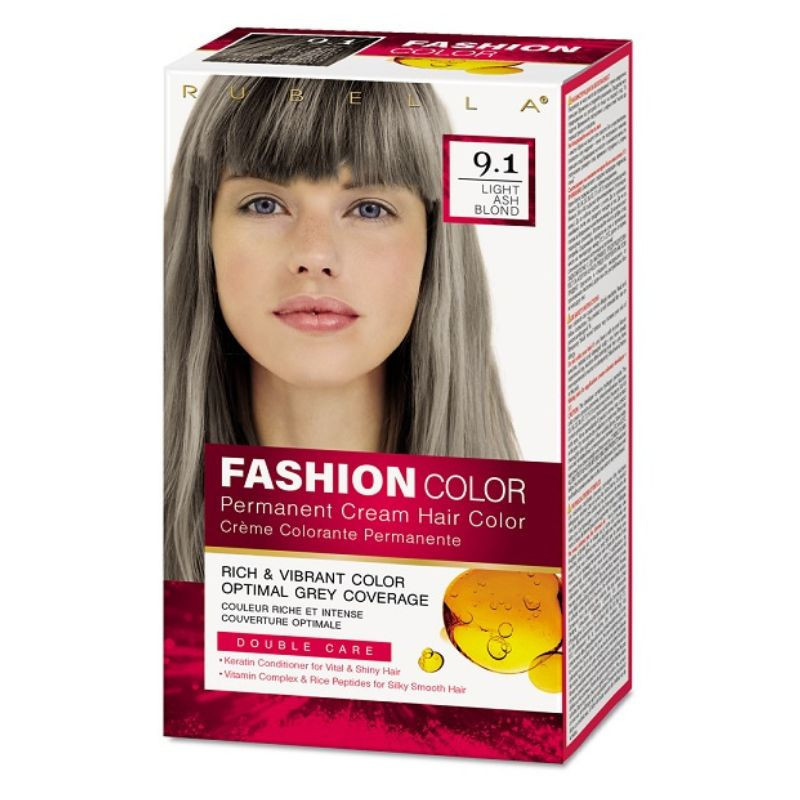 Farba na vlasy SVETLÁ POPOLAVÁ BLOND, 9.1  2x50ml + 15ml - RUBELLA